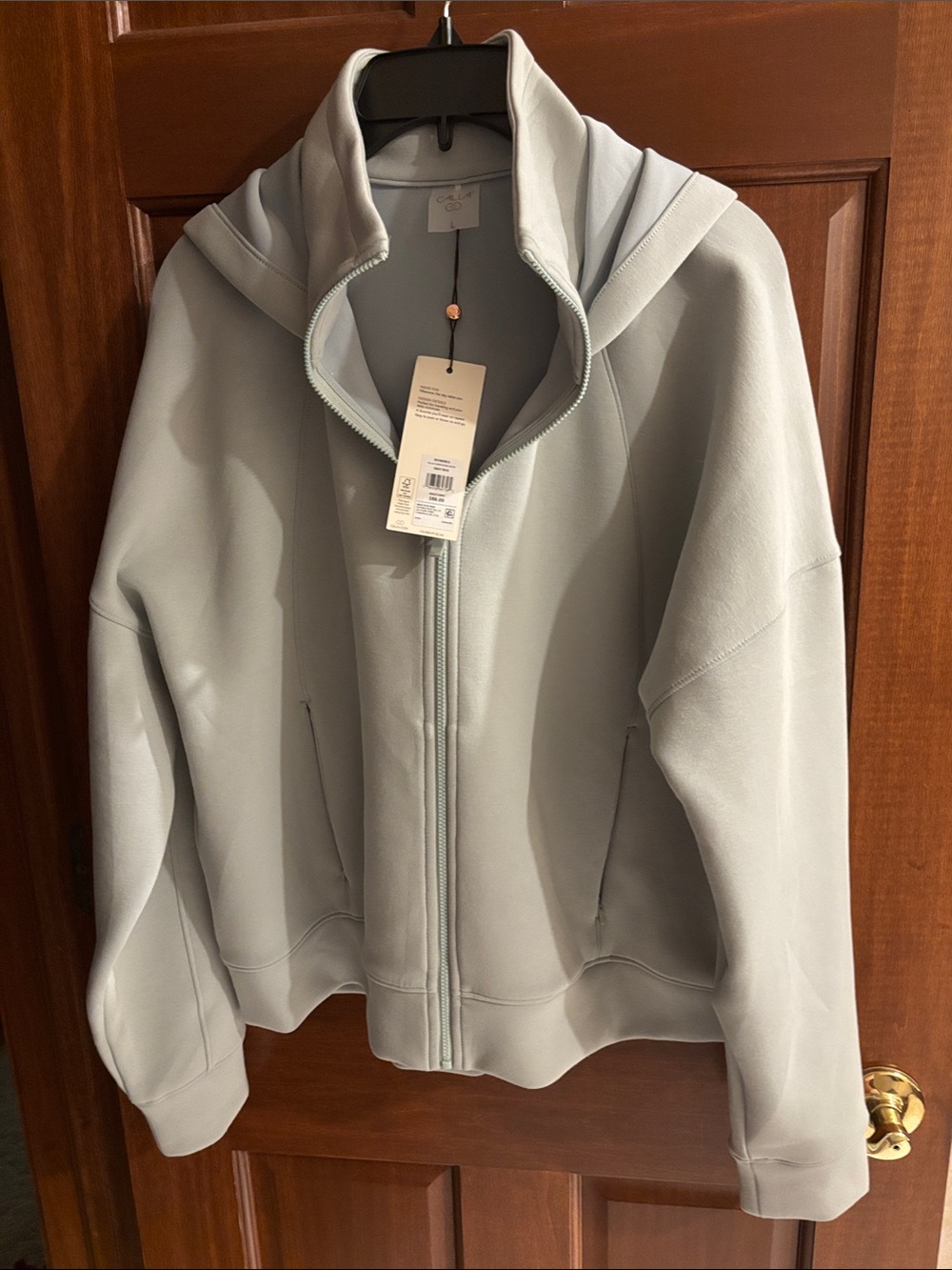 MWT Calia Gray/Green Clean Hoodie Jacket, Sz Large (runs big)
